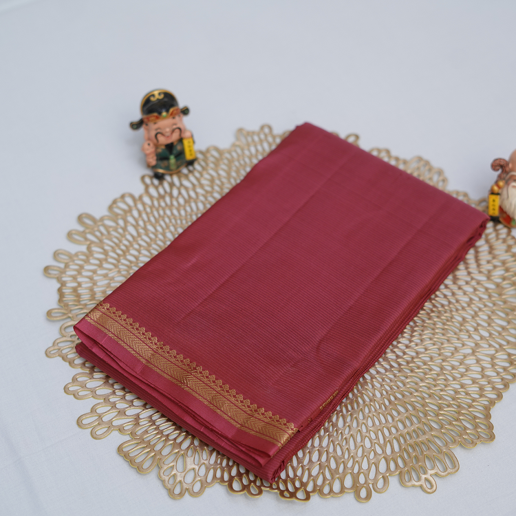 Kanchipuram pure silk saree-pink with small border