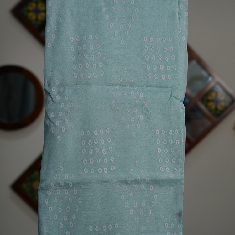Mangalagiri silk with bandini print-Very light blue