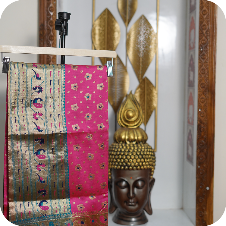 Paithani replica-SIngle muniya-Dark pink