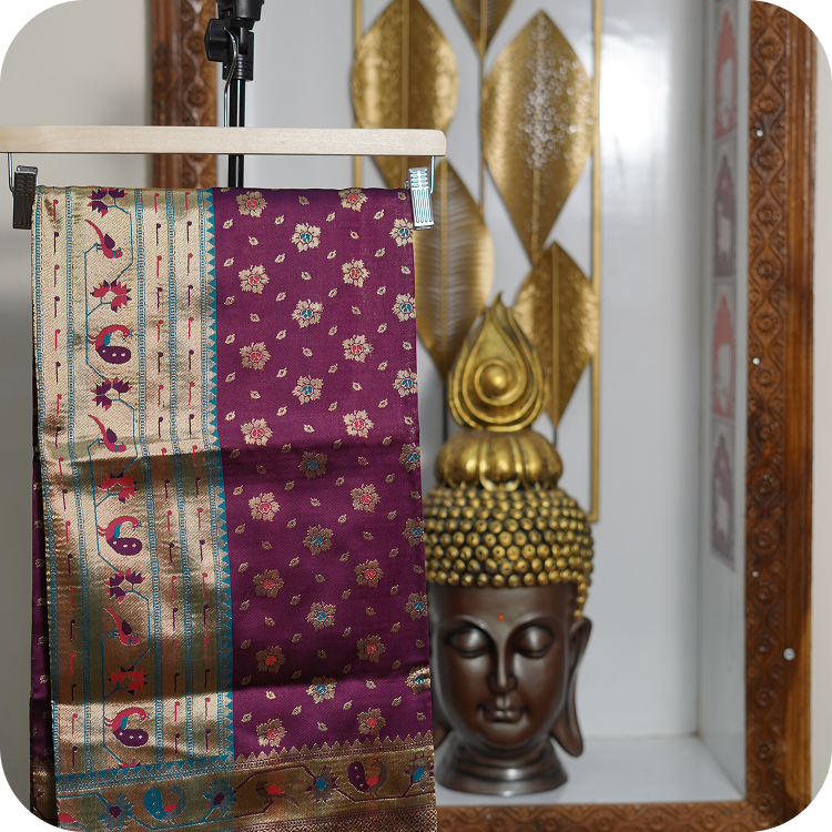 PAithani Replica- Wine colour