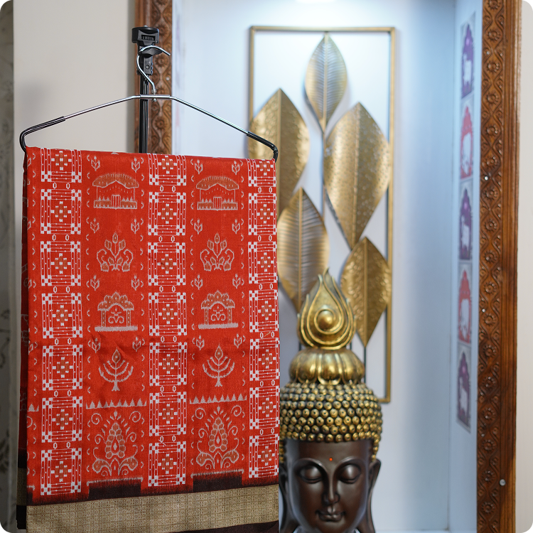 Bhagelpuri Printed saree-Red