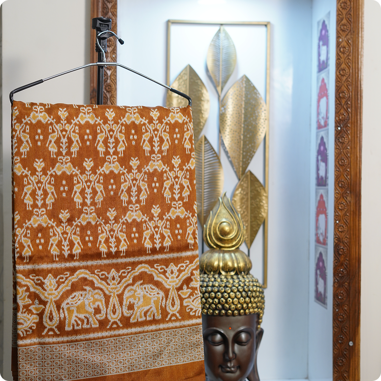 Bhagelpuri printed saree- Mustard yellow