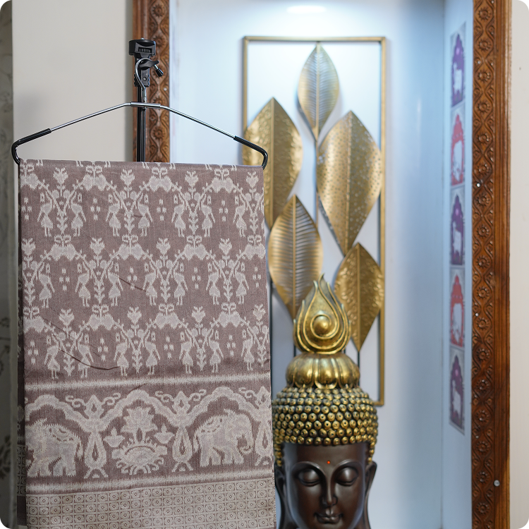 Bhagelpuri printed saree-Dark beidge