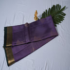 Gadwal Pure Silk Saree – Handwoven Lavender with Green Kanchi Border