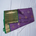 Gadwal Pure Silk Saree – Handwoven Lavender with Green Kanchi Border