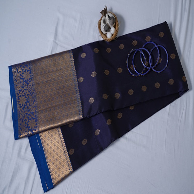 Kanchipuram Silk Saree  Violet with Blue Border