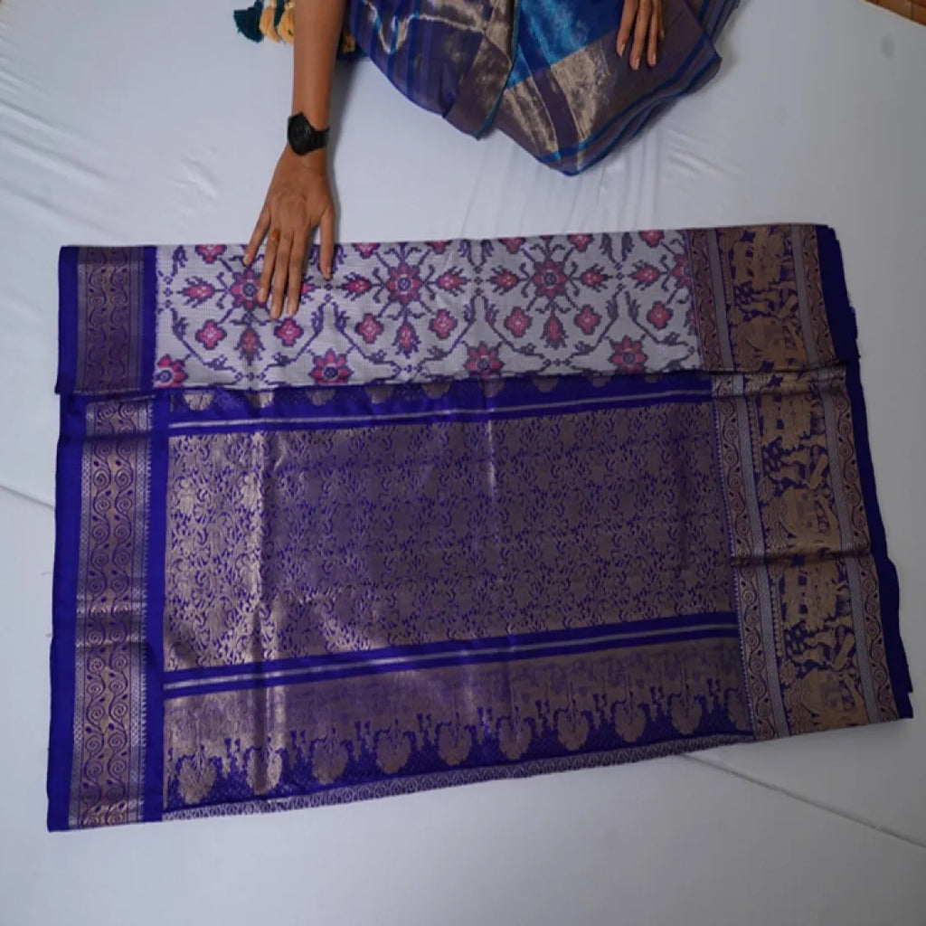 Pochampally Ikkat Handwoven Blue Pure Silk Saree  Bridal Collection