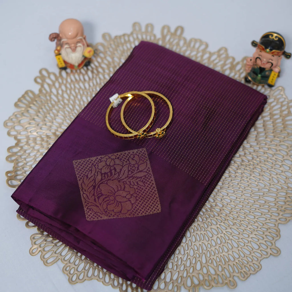 Kanchipuram Pure Silk Saree – Violet Color – Silk Mark Certified