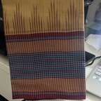 Kanchi cotton-handweaved-Beige with checks and temple border-blue and maroon