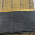 Kanchi cotton saree-Mustard yellow with kolam designs and green border