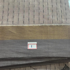 kanchi cotton-Rain drops and with box kolam design-Beige& grey border