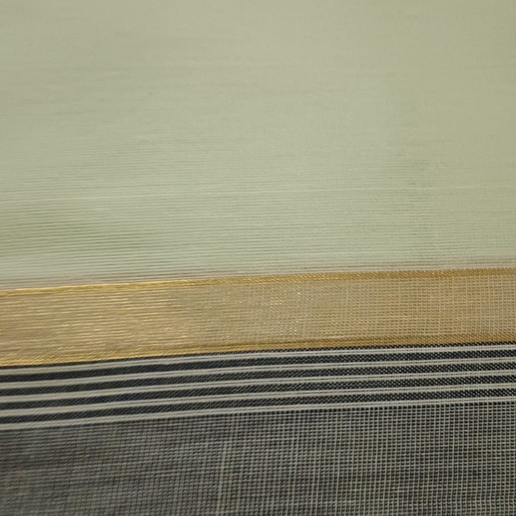 Kanchi cotton-Handweaved -Pista green with grey border