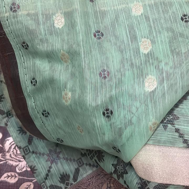 Semi banaras with katan saree-Rich pallu and blouse-sea blue