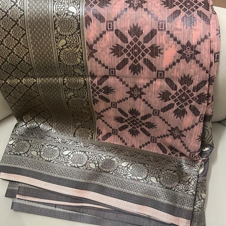 Semi banaras katan saree- rich pallu and blouse -pink