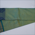 Kanchi cotton-Hand weaved -Sean green with rudraksha and peacock weaved border