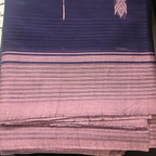Kanchi cotton saree- hand weaved -Navy blue with pink border with buttis