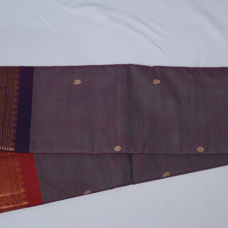 Kanchi cotton saree-Handweaved-ganga jamuna border.Light voilet with voilet & rani pink border