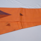 Kanchi cotton saree-handweaved-Light orange with big temple weaved with tread
